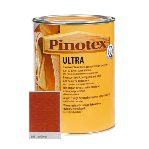 Антисептик Pinotex ULTRA с лаком рябина для наружных работ  1л