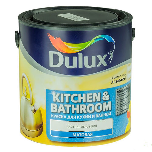 Краска ВД DULUX для кухни и ванной ослепительно белая 1л